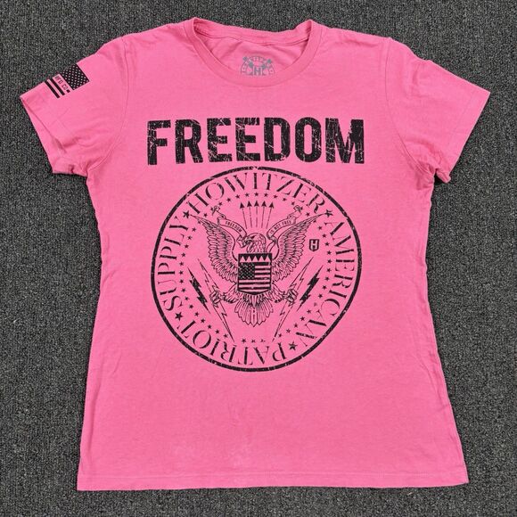 Howitzer Mfg Patriot Womens T-Shirt Pink American Short Sleeve Size Medium - Picture 1 of 6